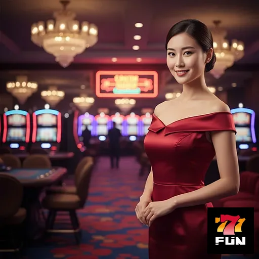 Jogador desfrutando de slot games diversificados no 777fun